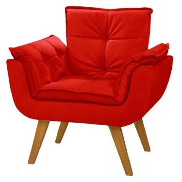 Imagem de Poltrona Luxo Decorativa Suede 1 Lugar Escritório Vermelho - A Z DECOR