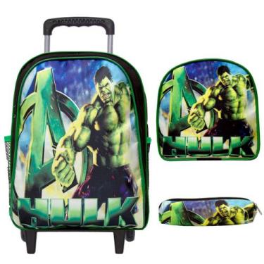 Imagem de Bolsa Escolar Infantil Grande Menino Hulk Rodinha Resistente - TOYS 2U