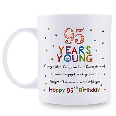 Imagem de aiyaya Presentes de aniversário de 95 anos para mulheres e homens - Caneca de aniversário de 95 anos - Presentes de aniversário de 95 anos para avó, avô, mãe, pai, amigo, irmã, irmão, tio, tio, tio,