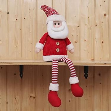 Imagem de Decorações de Natal, estatueta de Papai Noel sentado, decoração de árvore de Natal, brinquedo de pelúcia para pendurar em casa, escritório, interior, exterior, Papai Noel, mesa, lareira, janela,