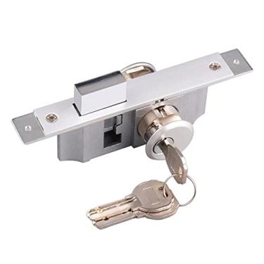 Imagem de Fechadura de porta de loja, fechadura de encaixe comercial, fechadura de porta de alumínio, conjunto de fechadura de fechadura de gancho de cilindro duplo para portas de entrada (fundo de 3,5 cm) com