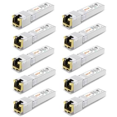 Imagem de 6COM Pacote com 10 transceptores 1,25G/2,5G/5G/10GBase-T SFP+, módulo de cobre 10G SFP+ para RJ45, compatível com Cisco SFP-10G-T-S, Ubiquiti UF-RJ45-10G, Fortinet, Netgear, Mikrotik, TP-Link (CAT.6a/7, 30m/98.4f). t) t)