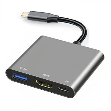 Imagem de Cabo adaptador multiportas USB C para HDMI com porta de carregamento, conversor adaptador HDMI USBC para Mac, iPad Pro, MacBook, adaptador de hub HDMI 4K para USB C para monitor de laptop, adaptador