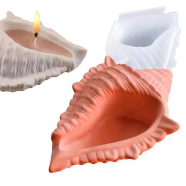 Imagem de Wehous Molde de silicone de concha grande, bandeja exclusiva em forma de concha, molde de concreto de resina, vasos de vela 3D, suporte de bugiganga, recipiente de epóxi, bandeja de armazenamento de