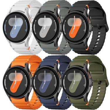 Imagem de Pulseira esportiva para Samsung Galaxy Watch 7 de 40 mm e 44 mm, pulseira de silicone macio sem lacunas para Galaxy Watch 6 5 4 FE de 40 mm e 44 mm/Galaxy Watch 6/4 Classic de 47 mm, 43 mm, 46 mm e 42