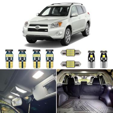 Imagem de AUTOGINE Kit de luz interior de LED branco 8 peças para Toyota RAV4 2006 2007 2008 2009 2010 2011 2012 Super Brilhante 6000K Interior LED Lâmpadas Pacote + Ferramenta de instalação