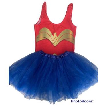 Imagem de Fantasia Feminina Linda Mulher Maravilha Body e Saia de tule - Em Fant