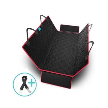 Imagem de Kit Capa Pet Protetora De Banco Traseiro Vermelho E Cinto De - Duke & 