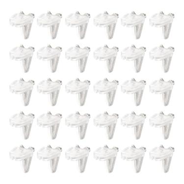 Imagem de HARFINGTON 30 peças de suporte de prateleira 3 mm/0,12" pinos triangulares de metal com pino de prateleira clipes de prateleira para móveis estante de livros guarda-roupa armário de cozinha, tom prata