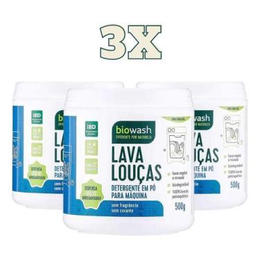 Imagem de Kit 3x Detergente Máquina De Lavar Louça Biodegradável 500g - Biowash 