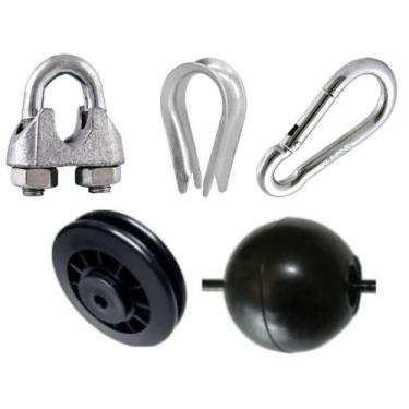 Imagem de Kit Grampo Clip 3,2mm 1/8 + Roldana PP 100mm + Anilha Sapatilho Prende