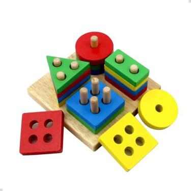 Imagem de Brinquedo Educativo Montessori Formas Geométricas Pedagógico - 44 Box