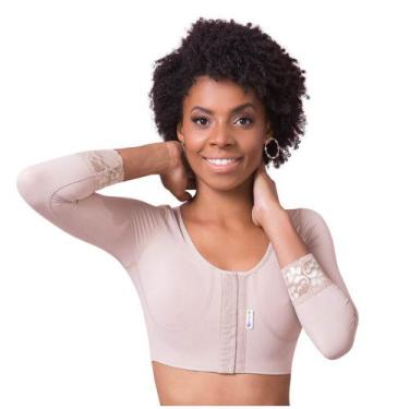 Imagem de Sutiã Pós Cirúrgico Com Mangas Lipo Braços 8001 - Biosafe, P, Nude