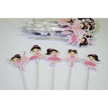 Imagem de 50 topper tag plaquinha para doces festa aniversário menina bailarina 
