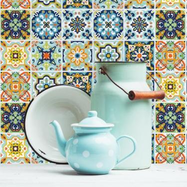 Imagem de Adesivo de Azulejo Hidráulico Porto 10x10 cm com 100un - Quartinhos