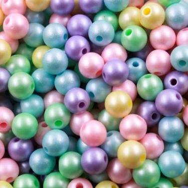 Imagem de Miçanga Bola Candy Fosca Passante Colorida 08mm em Plastico com 40 peç