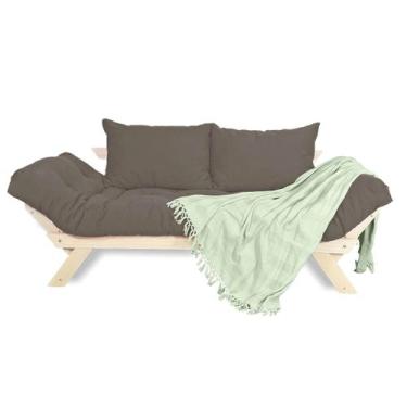 Imagem de Sofá Japão Futon Cinza Em Madeira Maciça - R9 Design Futon