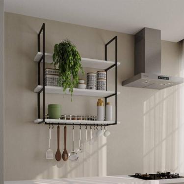 Imagem de Prateleira Decorativa Londres 95 Cm Preto E Branco