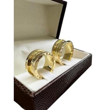 Imagem de Par de Alianças Grossas com Bordas Ouro 18k Estilo Premium - Sheju Joi