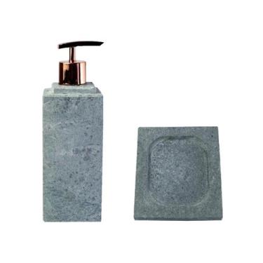 Imagem de Kit Banheiro Bancada Lavabo Luxo em Pedra Sabão N02 Rosê - Industria S