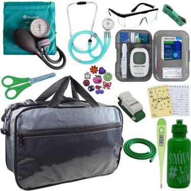 Imagem de Kit Enfermagem Medidor Glicose Aparelho de Pressão Esteto Multi Incote