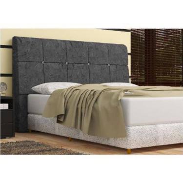 Imagem de Cabeceira Pietra Casal King 186 Cm Com Baú Interno Suede Cinza - DS Es
