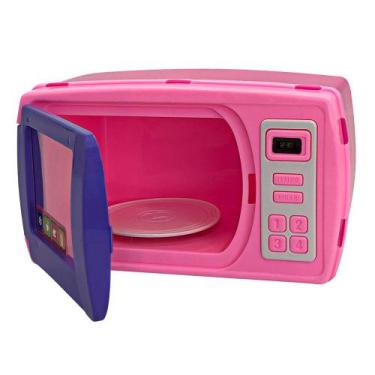 Imagem de Mini Micro-ondas Infantil com Prato Giratório Rosa Brinquedo Criança -