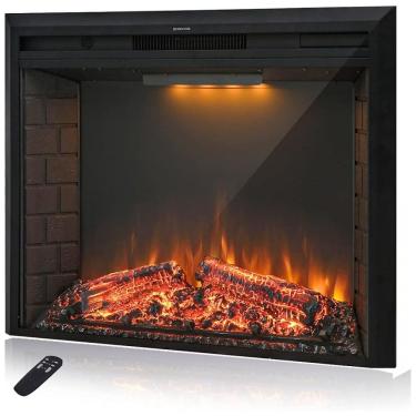 Imagem de Lareira Elétrica Masar Flame de Embutir A69x101L com Controle Remoto e Som de Fogo, 1500W, 110v, MASARFLAME, Preto