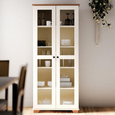 Imagem de Cristaleira com Porta Ananda Cabecasa Madeiramadeira Off-white/Mel
