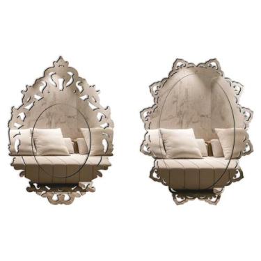 Imagem de Kit Espelho Decorativo Veneziano 3801 E 3876 - CREATUS, prata