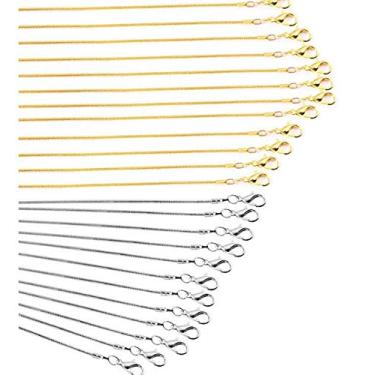 Imagem de Forise Pacote com 24 colares de corrente de cobra de 1,2 mm banhado a ouro e prata com fechos de lagosta para fabricação de joias, 45 cm e 50 cm, 18in&20in, Prata