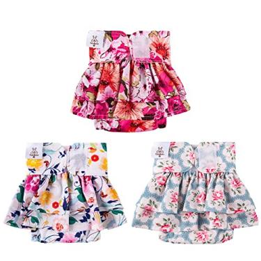 Imagem de CuteBone Fraldas para Cachorro Fêmea com Saias, Pacote com 3 Vestidos Reutilizáveis para Filhotes, Calças para O Período Do Ciclo de Cio Qbd03S