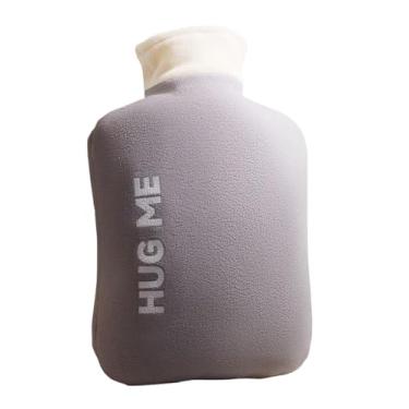 Imagem de Garrafa de água quente com tampa, bolsa de água quente de 1L para compressa quente e fria, aquecedor de pés de mão para inverno - cinza