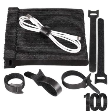 Imagem de 100 Abraçadeira Organizador de Cabos e Fios Presilha Com Crepe 15cm Fixador Reutilizável Serve em Plantas cabos USB Chicote