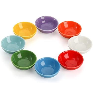 Imagem de ZENFUN Conjunto de 8 tigelas de cerâmica para pitadas, pratos de mergulho de porcelana redonda de 99 g de molho de soja, mini tigelas de sobremesa de terracota, tigelas de condicionamento a granel para cozinha, preparação de cozinha, festas, decoração, sushi