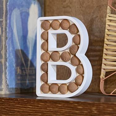 Imagem de COLLECTIVE HOME - Letras de madeira para decoração de parede, decoração de mesa independente, placas decorativas de monograma, decoração de barra de iniciais com miçangas, placa de palavras em bloco