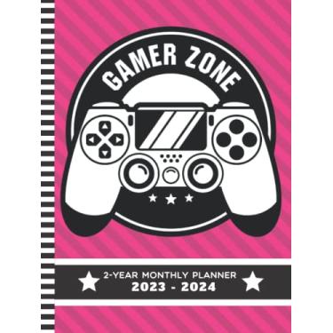 Imagem de Gamer Zone: Hardcover / 2-Year Monthly Planner 2023-2024/8.5x11 Large Dated Monthly / 24-Month Life Organizer With 100 Blank Lined Pages/Hot Pink ... / Gift for School - Homeschool - Student
