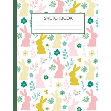Imagem de Sketchbook: Bunny Rabbits and Spring Flowers / 8.5" x 11" / 120 Pages/Softcover | Kid's Large Blank Notebook for Drawing, Writing Stories, ... Paper for Pencil, Crayon, Pen, and Pastels.