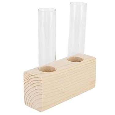 Imagem de Vaso de Vidro de Tubo de Ensaio de Estilo Escandinavo Com Suporte de Madeira Criativo - Recipiente de Planta Hidropônica para Decoração de Casa - Decoração de Mesa Exclusiva