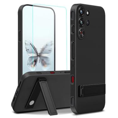 Imagem de Capa protetora à prova de choque para ZTE Nubia Red Magic 10 Pro/10 Pro+/10S Pro/10S Pro Plus+ com protetor de tela [3 formas de suporte] Metal Kickstand/Stand Silicone TPU Slim Fit Capa protetora à
