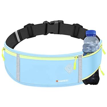 Imagem de Pochete de corrida, bolsa de cintura, cinto com suporte para garrafa de água, adequado para corredor, ciclismo, caminhada, acessórios para iPhone 12 Plus, Samsung Galaxy etc., Azul, One Size