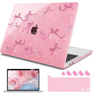 Imagem de Tuiklol Capa para MacBook Pro 2022 13 polegadas M2 Clip, versão 2021 2020 M1 A2338 A2289 A2251, capa rígida para MacBook Pro 13,3 polegadas com Touch Bar serve para Touch ID e tela retina, laço rosa