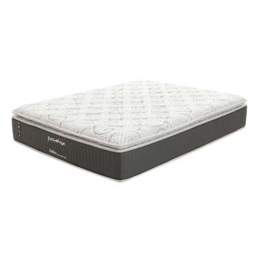 Imagem de Colchão Queen Safira Plush Mola Ensacada (34x158x198) Branco e Cinza -