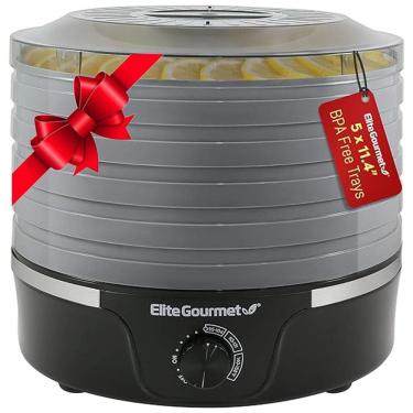 Imagem de Desidratador Alimentos com 5 Bandejas e Temperatura Ajustável, 350W, 110v, ELITE GOURMET EFD319DKG, Preto