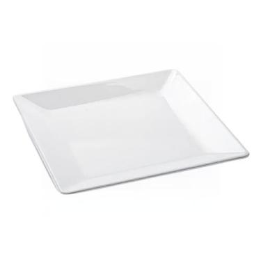 Imagem de Prato Quadrado de Melamina Premium Branco Para Sobremesa Prato Quadrad