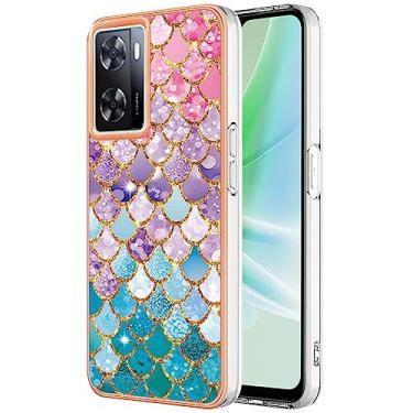 Imagem de Monwutong Capa de telefone de ajuste fino para Oppo A57 4G, capa fina para OnePlus Nord N300, capa moderna com padrão de mármore IMD brilhante para meninas para OnePlus Nord N300/OPPO A57, escalas