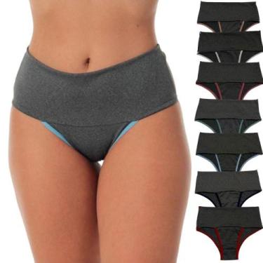 Imagem de Kit 10 Calcinha Modeladora Fitness Cós Alto Feminina Compressão Abdomi