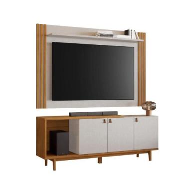 Imagem de Conjunto Para Sala Rack NT1380 e Painel NT1375 Ripado Off White/Freijó