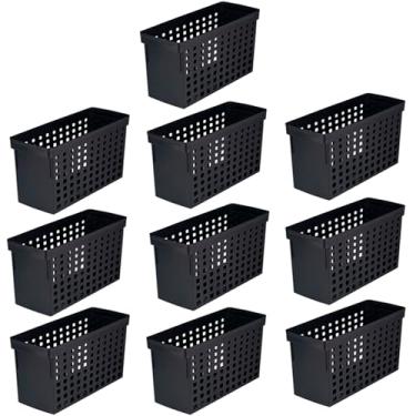 Imagem de Kit 10 Caixa Arquivo Móvel Estreito Preto Para Pastas Suspensas Ordene