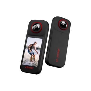 Imagem de PANOX Câmera V3 360 para motocicleta, câmera de ação impermeável HUD 8K, foto de 72 MP, gravação em tela dividida, gravação de emergência, panorama GPS, PilotSteady™, um toque e precisão,